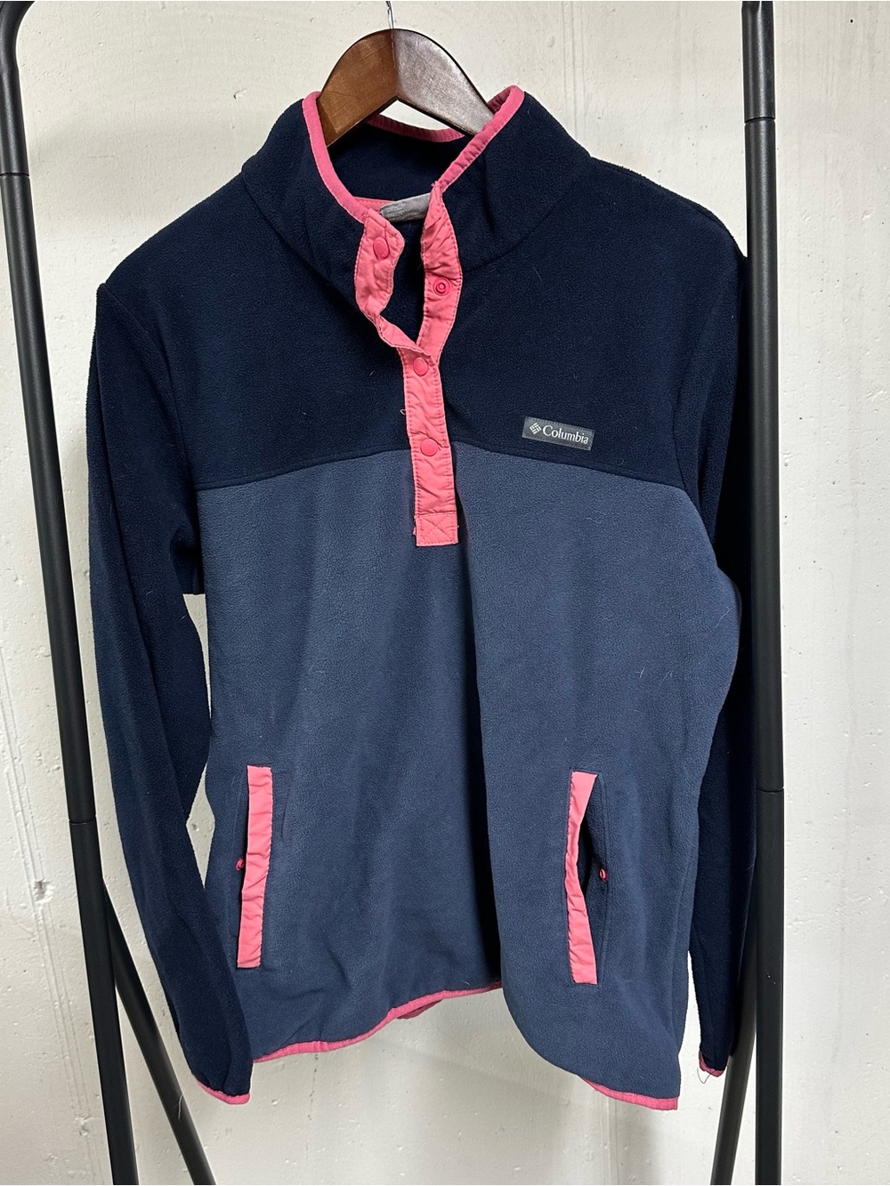 Columbia Navy & Pink Fleece Pullover Jacket